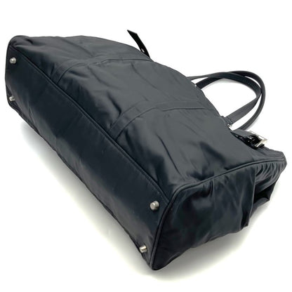 Prada Tote Handbag Black Nylon Tessuto Women Men Fashion Vintage