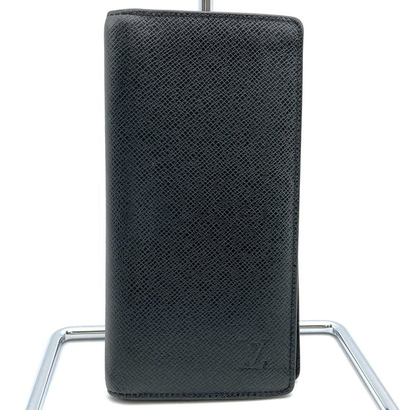 Louis Vuitton M32572 Portefeuille Braza Wallet Black Taiga Women Men Fashion