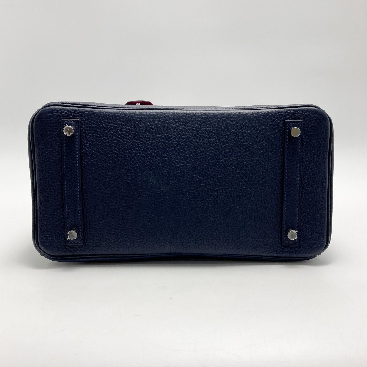 Hermes Birkin 30 Verso Handbag Blue Nuit C Engraved Taurillon Clemence