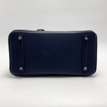 Hermes Birkin 30 Verso Handbag Blue Nuit C Engraved Taurillon Clemence