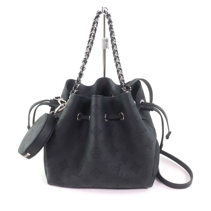 Louis Vuitton M57070 Bella Noir Black Mahina Leather 2way Shoulder Bag With