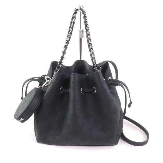 Louis Vuitton M57070 Bella Noir Black Mahina Leather 2way Shoulder Bag With