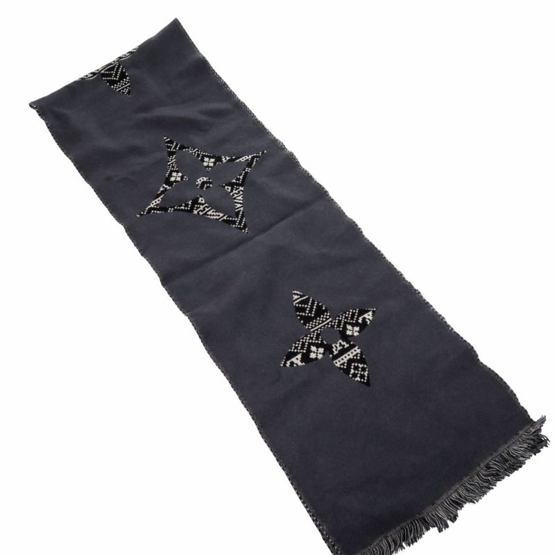 Louis Vuitton Two Sided Wool Echarpe Monogram M77947 Scarf Grey LV 1799 Louis