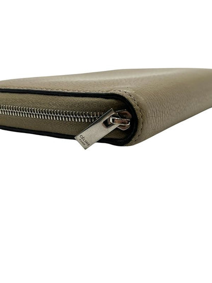2853 Celine Large Zipped Wallet Long Zipper Beige Preowned W-Tn-3106