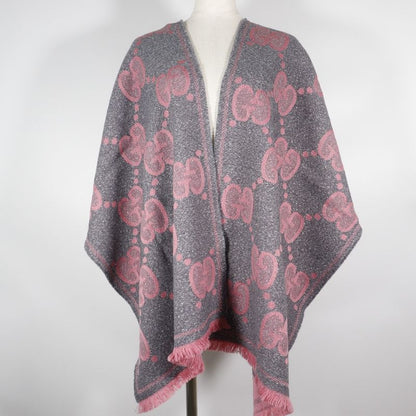 Gucci GG Jacquard Scarf 598993 Wool And Nylon Gray Women's Stole