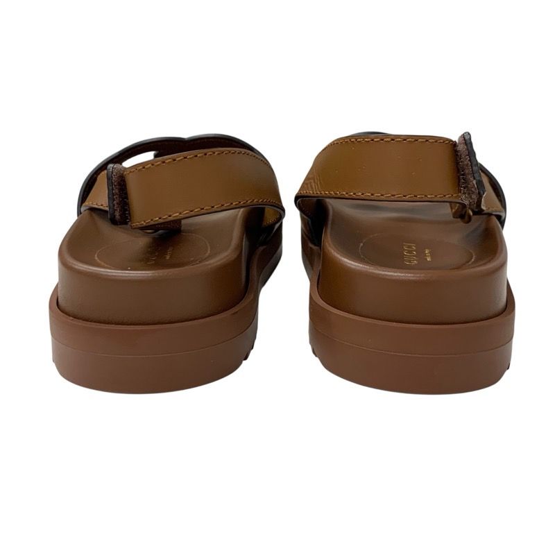 Gucci Sandals Shoes Leather Brown Unused Interlocking G Velcro