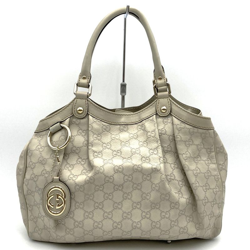 Gucci 211944 Tote Handbag Guccissima Sookie Leather White Ivory Fashion Women