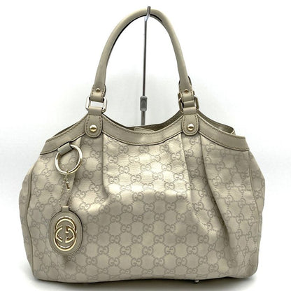 Gucci 211944 Tote Handbag Guccissima Sookie Leather White Ivory Fashion Women