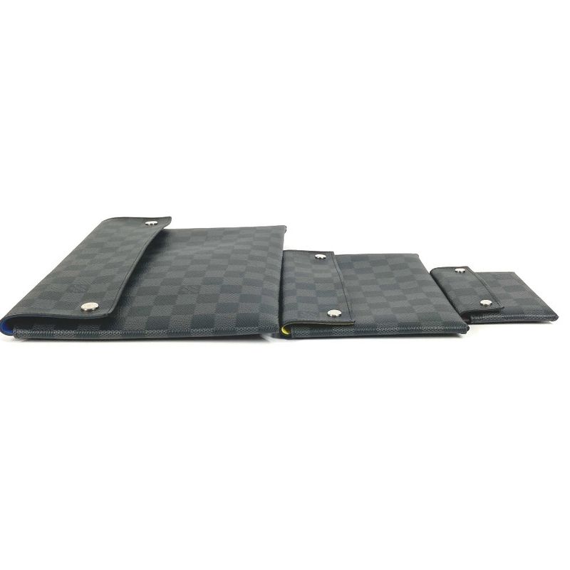 Louis Vuitton Clutch Bag Alpha Triple Pouch 3-piece Set N60255 Damier Graphite