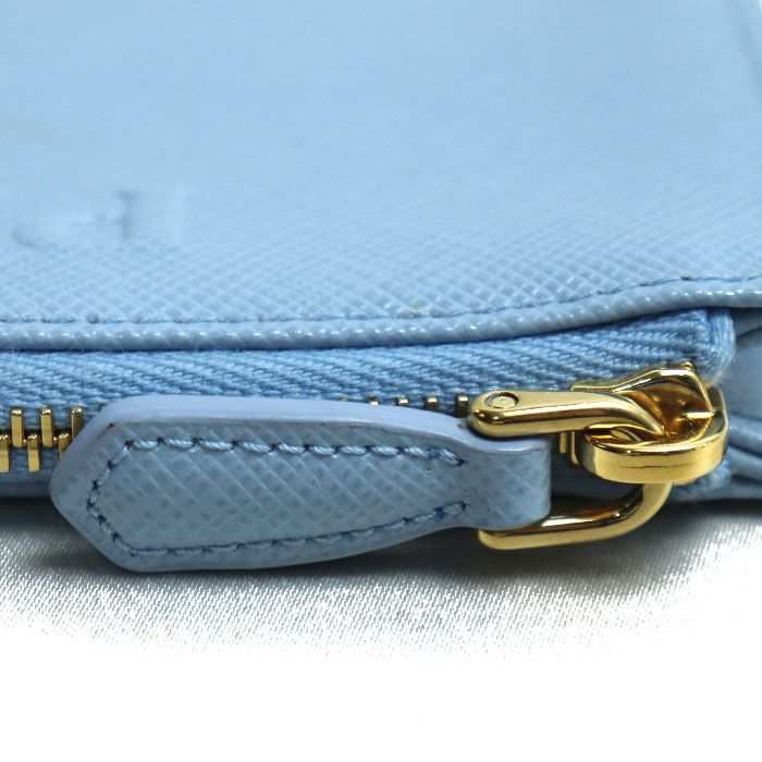 Prada Saffiano Embossed Logo Fragment Case Card Case Light Blue 1mc079 Coin