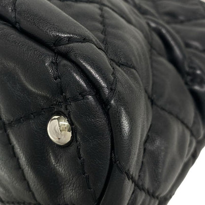 Chanel Tote Bag Wild Stitch Black Chain Shoulder/silver Hardware Leather