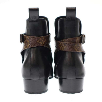 Louis Vuitton Monogram Belted Ankle Leather Boots Black 35 1 2