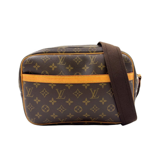 Louis Vuitton Reporter PM Monogram Leather Brown Shoulder Bag Gold