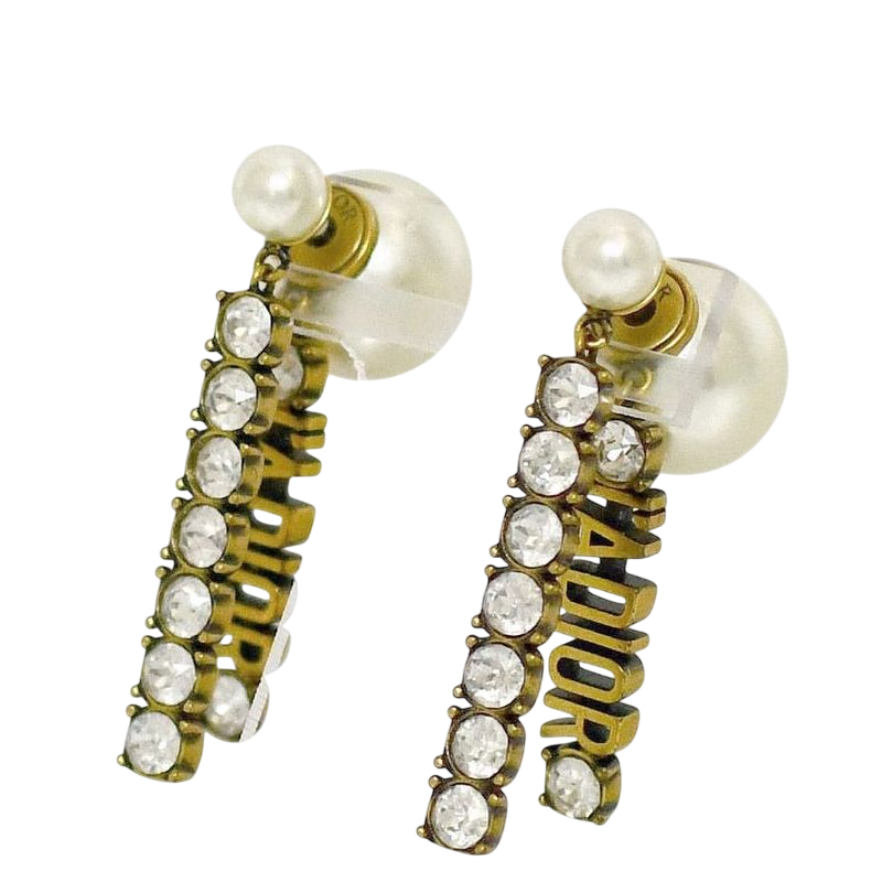 Jadior Earrings Gold Excellent Condition GP Faux Pearl Rhinestone