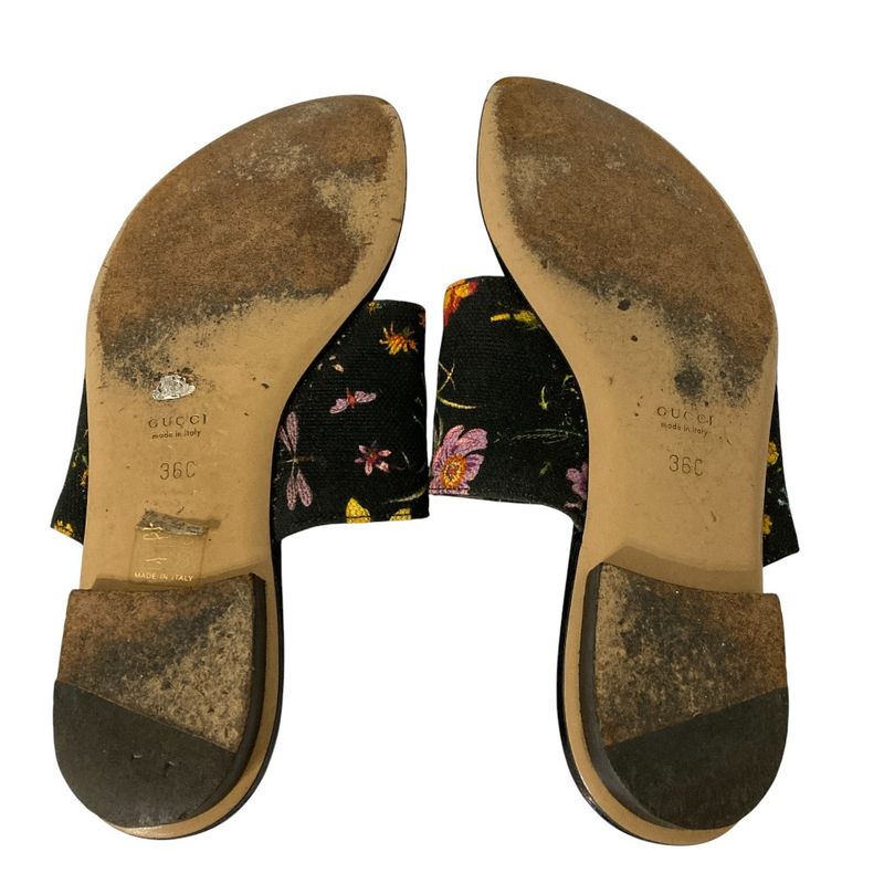 Good Gucci Flora Print Flat Thong Sandals Size 36 Equivalent to 23cm (9.06in)