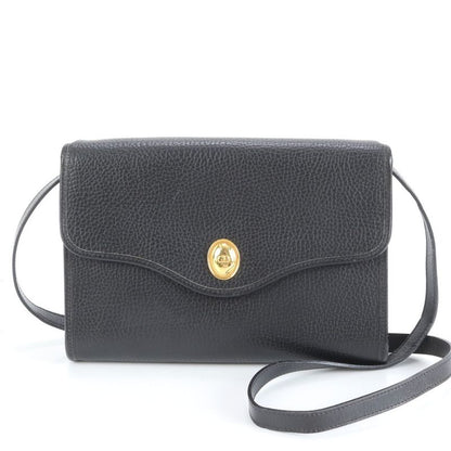 Vintage Christian Dior CD Logo Leather Shoulder Bag Crossbody Black Women EUE