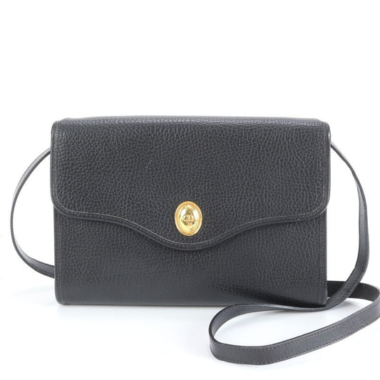 Vintage Christian Dior CD Logo Leather Shoulder Bag Crossbody Black Women EUE