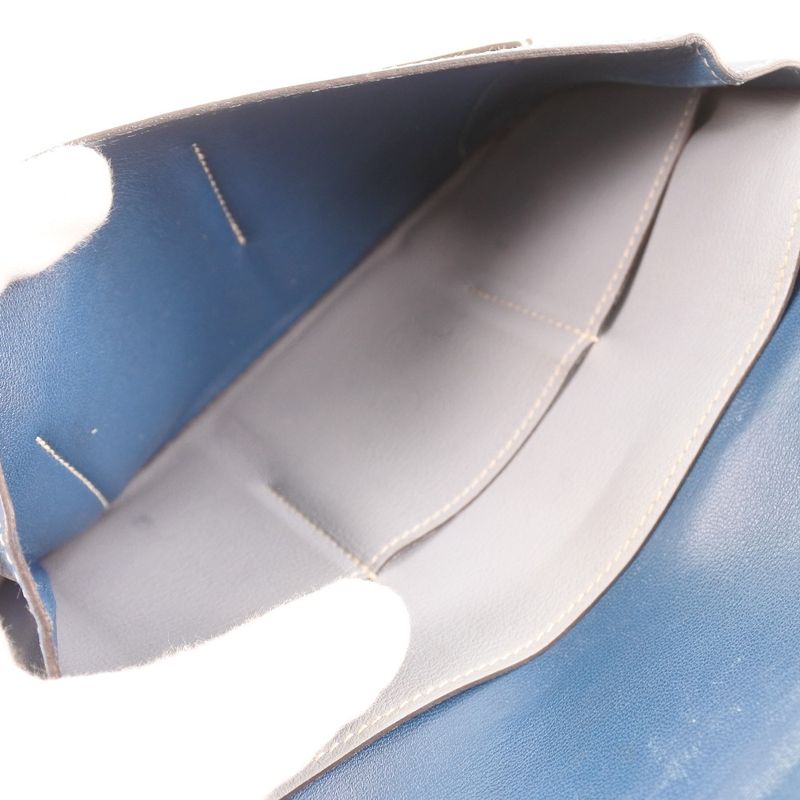 Hermes Dogon Calf Blue □R Unisex Long Wallet