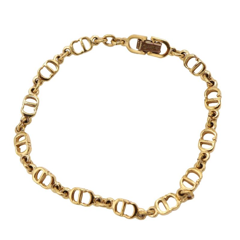 Christian DIOR Bracelet CD Logo Gold Color Accessories Women Eco286