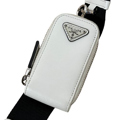 Prada Shoulder Bag Leather Triangle 1bh190 White