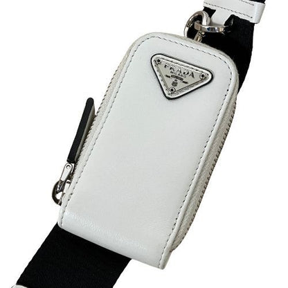 Prada Shoulder Bag Leather Triangle 1bh190 White