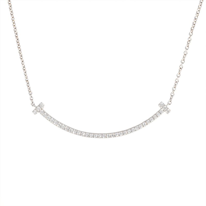 Tiffany & Co Tiffany & Co T-smile Small Necklace Diamond 18K White Gold 23g