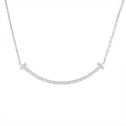 Tiffany & Co Tiffany & Co T-smile Small Necklace Diamond 18K White Gold 23g