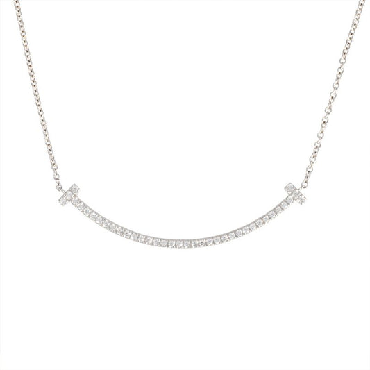 Tiffany & Co Tiffany & Co T-smile Small Necklace Diamond 18K White Gold 23g