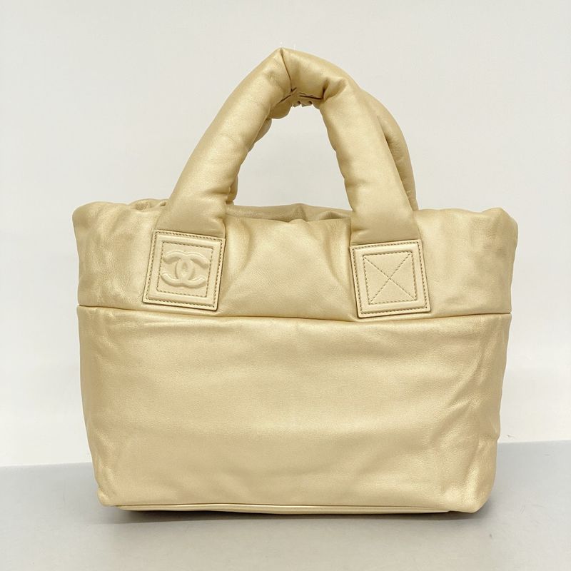 Chanel Tote Bag Coco Cocoon Leather Beige Gold Hardware Women's