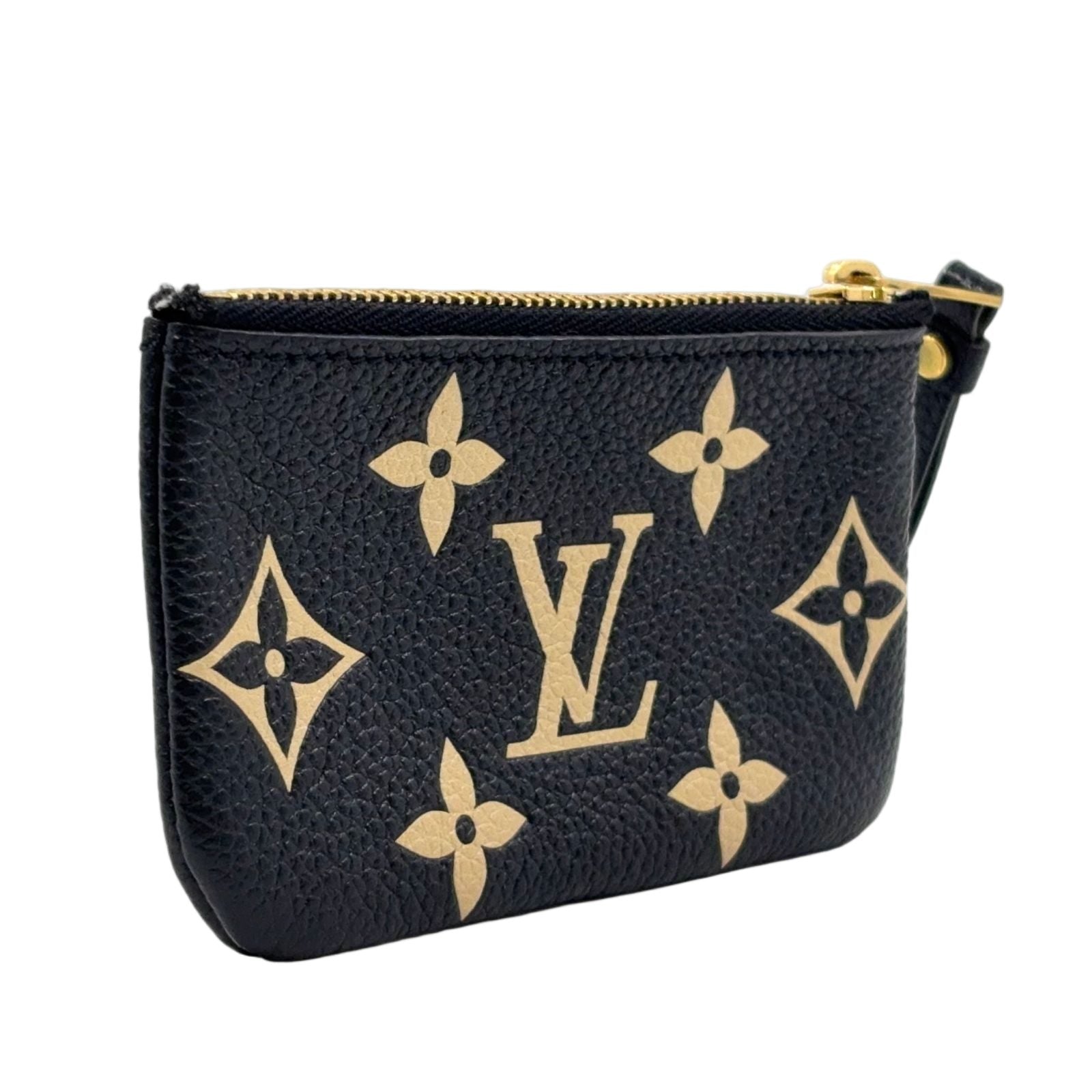 Louis Vuitton Pochette Cles Bicolor Monogram Empreinte Leather Black Beige Coin — view 2