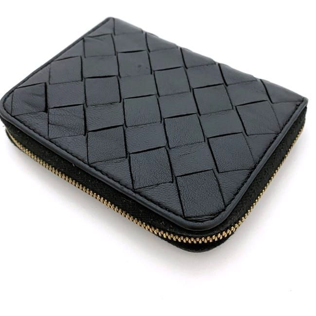 Bottega Veneta Coin Case Ec21504 Black Intrecciato