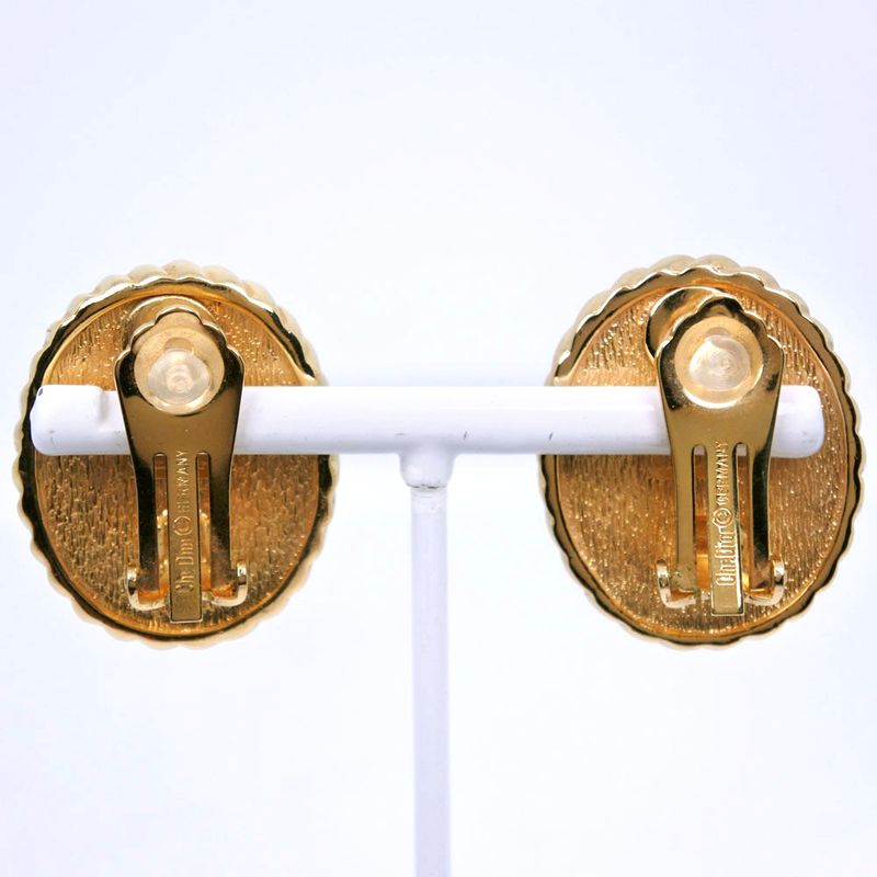 [dior] Christian Dior Vintage Gold Plated Blue Ladies 35.5g Earring