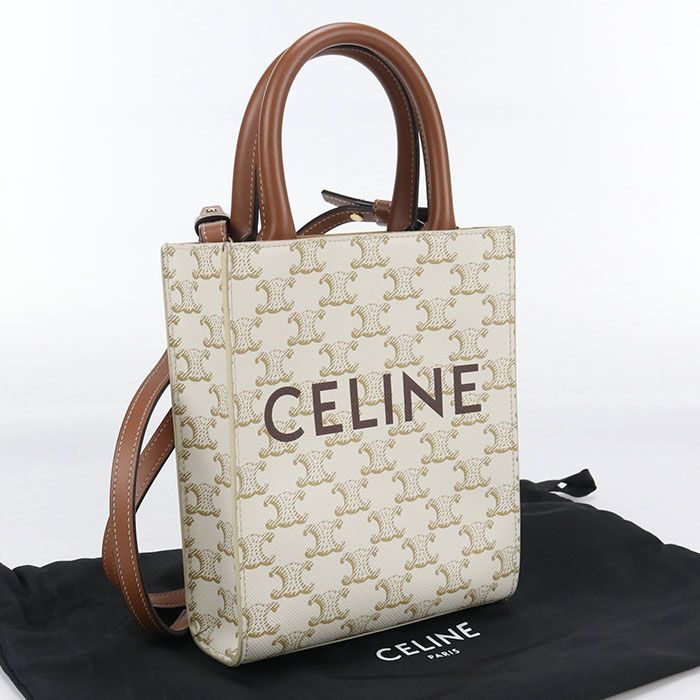 Celine Mini Vertical Cabas 2WAY Triomphe Canvas 19437 2BZK Handbag PVC Leather