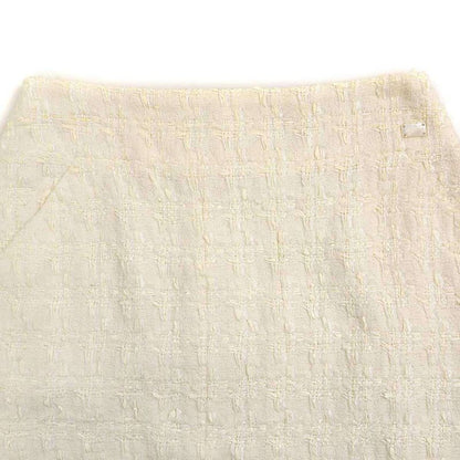 Chanel 2005c Cotton Viscose Tweed Tight Skirt P24927v15453 Ivory 36