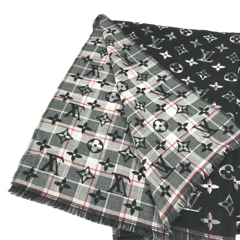 Louis Vuitton Shawl Etoile Check With Louis M76051 Wool Black