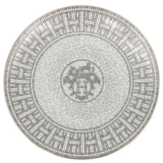 Hermes Tableware Dess Ert Plate Mosaic 24 Porcelain Platinum Porcelain Dish