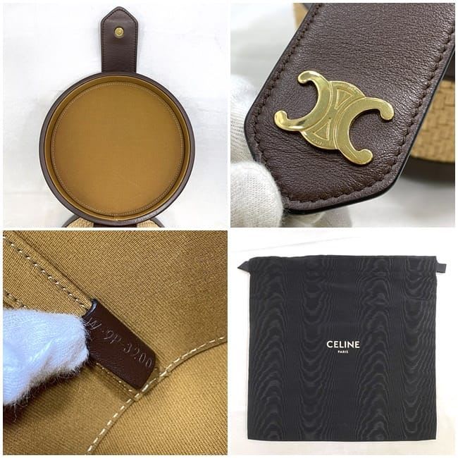 Celine Tambour Shoulder Bag Beige Brown
