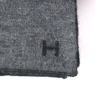 Hermes Alle Le Tour Cashmere Silk H Embroidery Reversible Scarf Black Gray