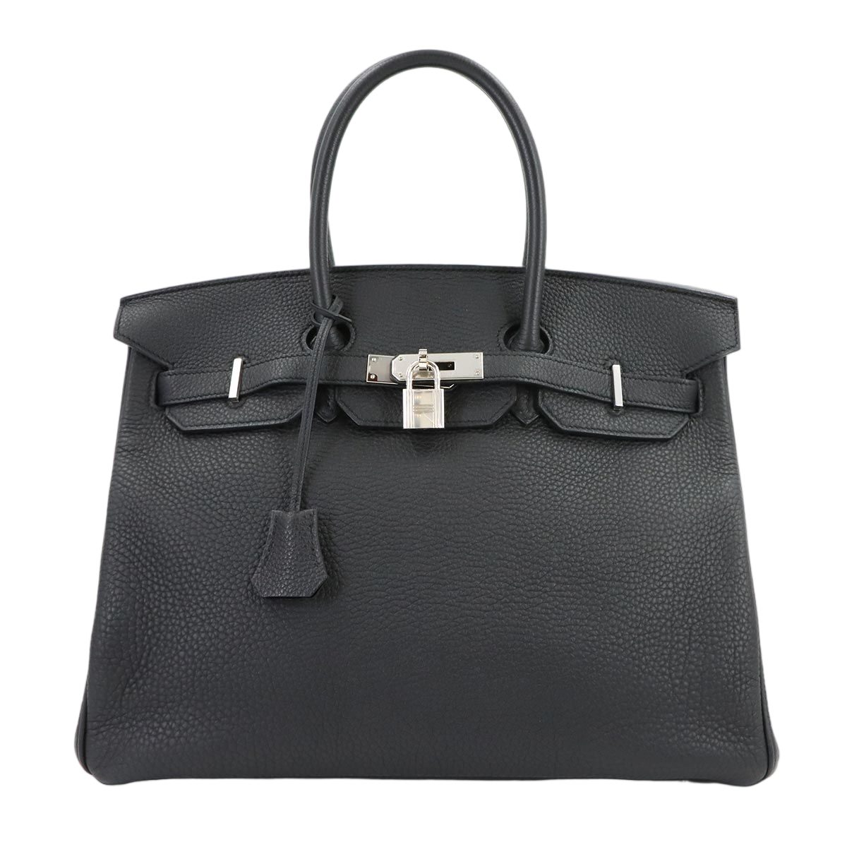 Hermes Birkin 35 Togo Black Hand Bag Silver