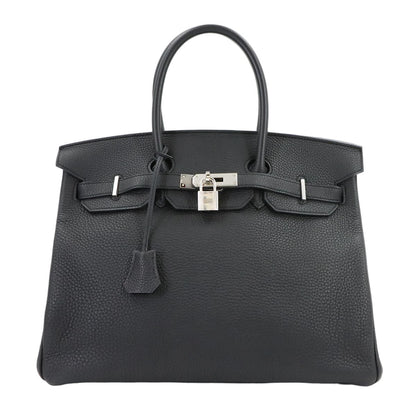 Hermes Birkin 35 Togo Black Hand Bag Silver