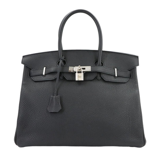 Hermes Birkin 35 Togo Black Hand Bag Silver