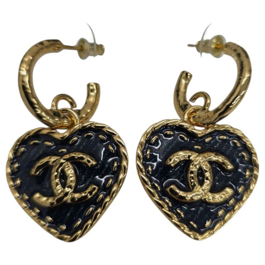Chanel GP X Resin Coco Mark Denim Heart Earrings