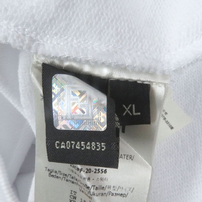 Fendi Fy1079 100% Cotton Logo Embossed Long Sleeve Sweatshirt White XL Made In