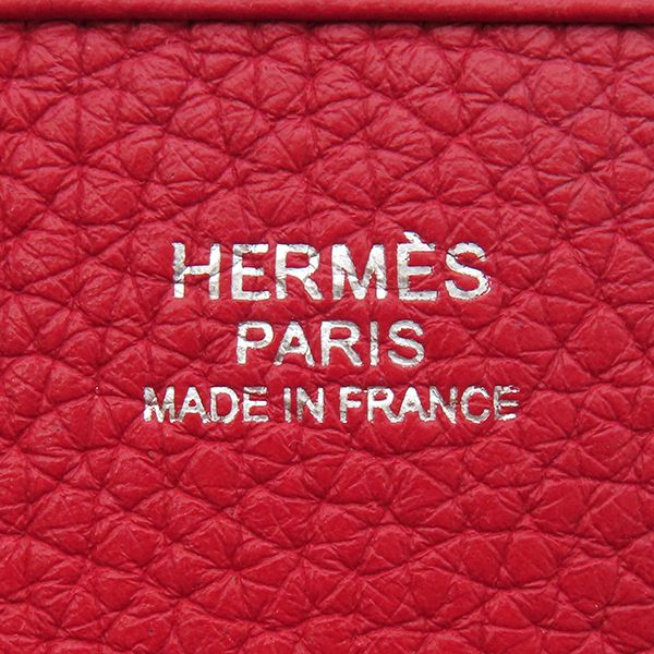 Hermes Shoulder Bag Evelyn 3 PM Taurillon Clemence Rouge Cazac Silver Hardware