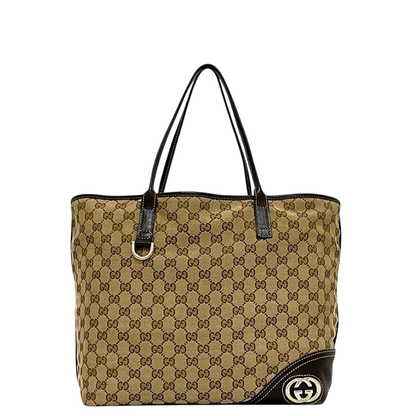 Gucci Tote Bag Beige Brown Interlocking 169945