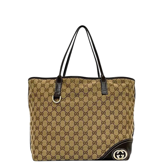 Gucci Tote Bag Beige Brown Interlocking 169945