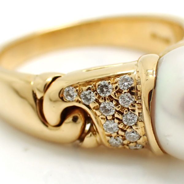 Bvlgari Passo Doppio Pearl Ring 18K Diamond No 11 Pearl 8.8 mm (0.35in) Bulgari