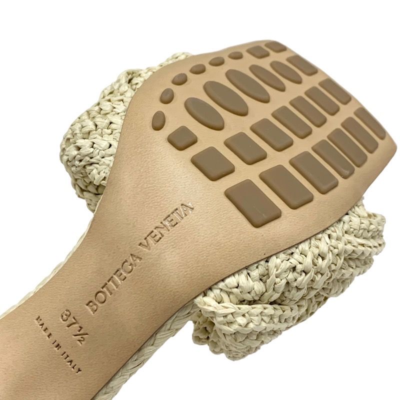Unused Bottega Veneta Lido Sandals Mule Shoes Intrecciato Raffia Beige