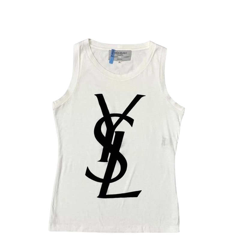 Yves Saint Laurent Tank Top White Black XS Cleaned