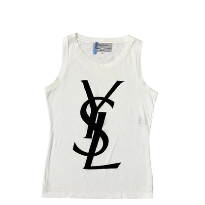 Yves Saint Laurent Tank Top White Black XS Cleaned